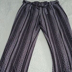 Soho Black and White Patterned Wide Leg Pants